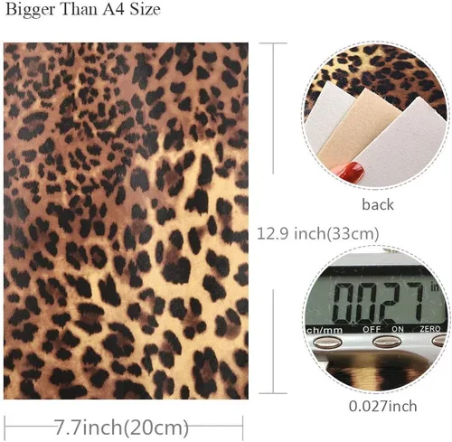 Vista 6 de Hoja de piel sintética con estampado de leopardo metálico, tela de piel sintética con estallido metálico, surtido de 6 piezas, 7.7" x 12.9