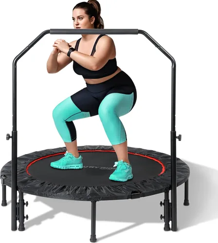 Vista 8 de Foldable Mini Trampoline Load 330lbs, 40"/48" Rebounder Trampoline for Adults with Durable Bungee Band and Adjustable Foam Handle for Home Gym