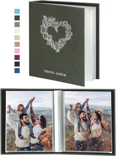 Vista 13 de Artmag Álbum de fotos pequeño de 4 x 6 pulgadas, 52 fotos, 2 paquetes, cubierta de lino, cada paquete tiene capacidad para 52 fotos, carga superior