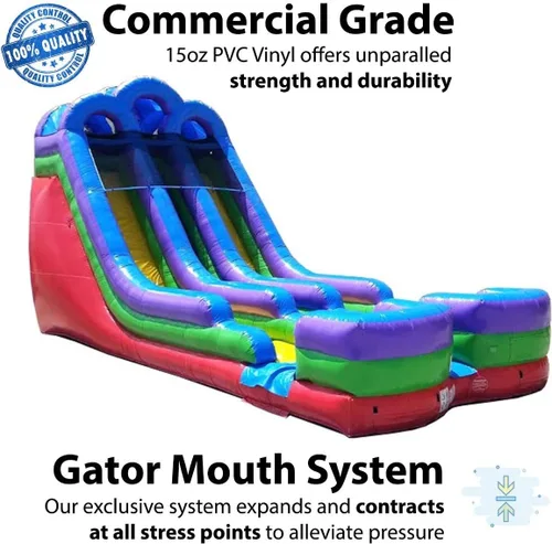Vista 2 de TentandTable Tobogán acuático inflable de doble carril para niños y adultos, diversión acuática gigante de grado comercial, incluye soplador de aire