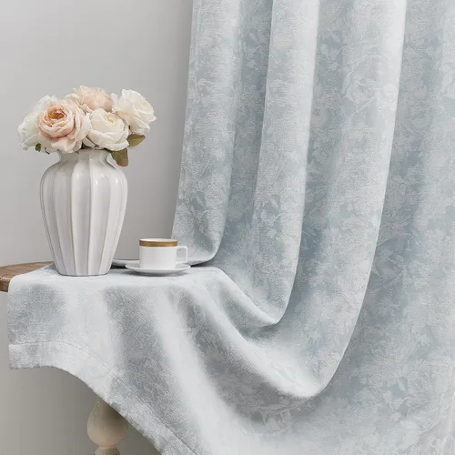 Vista 25 de Beauoop - Cortinas opacas beige con diseño floral jacquard, 2 paneles, para dormitorio/sala, de felpilla, gris pardo, aislantes y a prueba de ruido