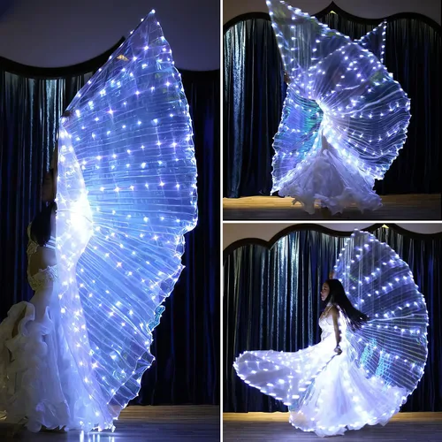 Vista 5 de Alas de hadas LED iluminadas para niños y adultos, alas de mariposa multicolor brillantes para fiestas y eventos encantadores