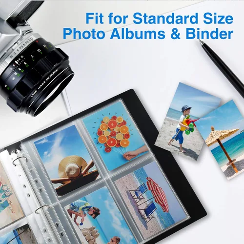Vista 7 de Sooez Paquete de 30 fundas de fotos para carpeta de 3 anillos (240 imágenes), 3.5 x 5, protectores de páginas de plástico resistentes, fundas