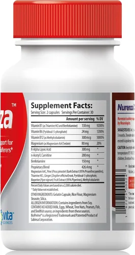 Vista 3 de Vita Sciences Paquete completo de alivio de neuropatía: Suplemento Nurenza 40 veces más fuerte Fórmula R-ALA y crema de neuropatía nerviosa