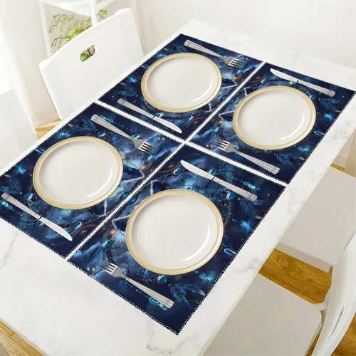 Vista 5 de Wolf Dream Catcher Placemats Set of 6 Resistant Table Mats Washable Place Mats for Dinner Party Table Decoration