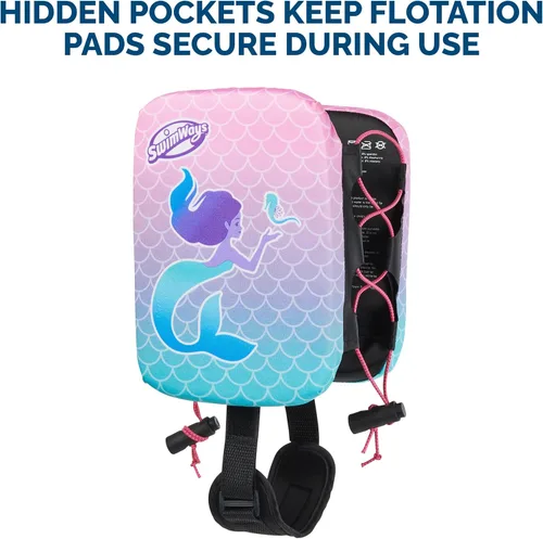 Vista 5 de SwimWays Power Swimr - Chaleco de natación para piscina al aire libre para niños, flotador ajustable para entrenamiento de natación, sirena rosa