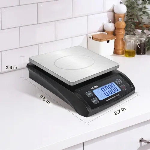 Vista 3 de Báscula Digital de Cocina 30kg/66lb Gran Báscula de Alimentos para Hornear Cocinar Escala de Pan de Acero Inoxidable con Pantalla LCD Escalas