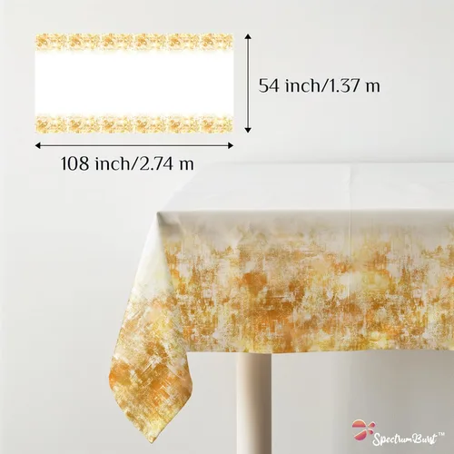 Vista 3 de Golden Beach - Mantel desechable de 4 piezas, manteles rectangulares de plástico de alta calidad para cumpleaños, baby shower, aniversario, fiesta