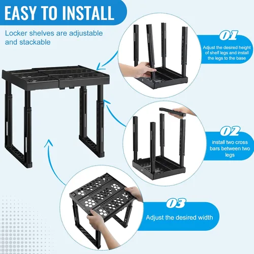 Vista 4 de Wesiti Kit de organizador de 9 piezas y accesorios para casillero, incluye 1 estante, 3 soportes magnéticos para lápices, 1 espejo, 4 imanes