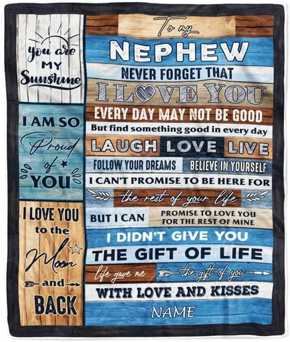 Vista 8 de Manta personalizada con texto en inglés «To My Nephew from Aunt Uncle Auntie I Love You Hugs» (texto en inglés) con texto en inglés «To My Nephew»