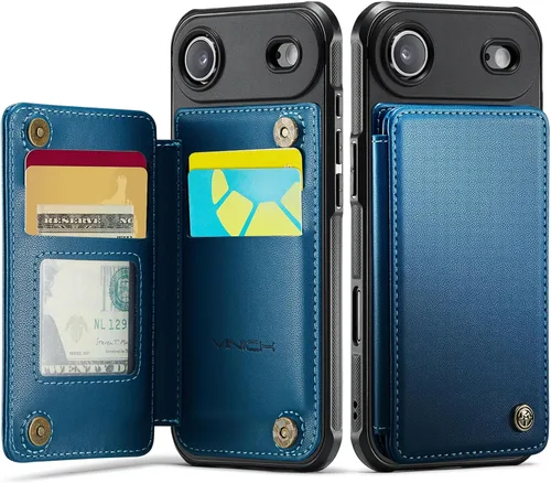 Vista 77 de Vinich for iPhone XR Wallet Case with Card Holder, Black RFID Blocking Credit Slots, Kickstand, Shockproof Flip Phone Cover, PU Leather, Double