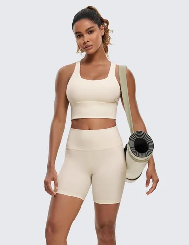 Vista 3 de CRZ YOGA Naked Feeling Criss Cross Longgline - Sujetadores deportivos para mujer, sin varillas, acolchados, con tirantes delgados, para yoga