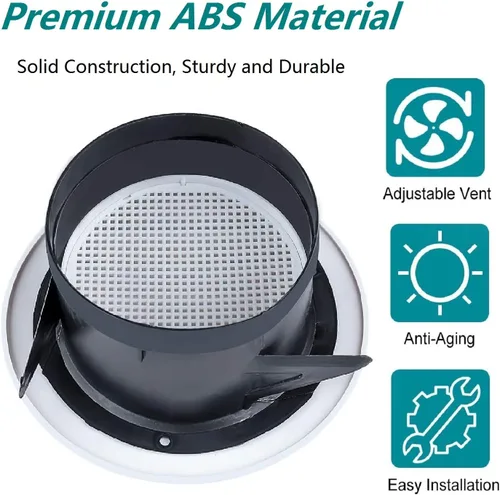 Vista 3 de Cubierta de ventilación de aire de 3 pulgadas, cubierta de rejilla redonda de ABS para baño, oficina, hogar, sistema HVAC (ø75 mm)