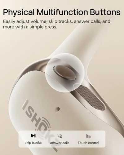 Vista 8 de SHOKZ OpenFit 2 Auriculares de Oreja Abierta, Auriculares Inalámbricos Bluetooth Verdaderos con Micrófono, Auriculares con Gancho para la Oreja