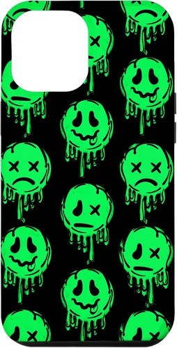 Vista 26 de Melting Happy Face Smile Trippy Sad Face Graffiti Green Case for iPhone 17