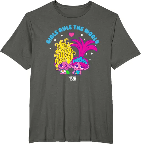 Vista 5 de DreamWorks Trolls Band Together - Camiseta para niñas con leyenda "Rule", diseño Negro