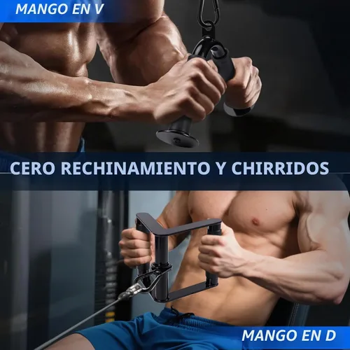 Vista 3 de LAT - Juego de accesorios para máquina de cables 10 en 1, accesorios de cable para gimnasio en casa, incluye cuerda de tríceps, barra en V, barra