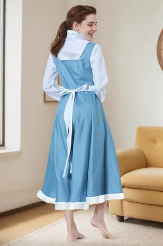 Vista 5 de Vestido de sirvienta con delantal para mujer, disfraz de cosplay de Halloween