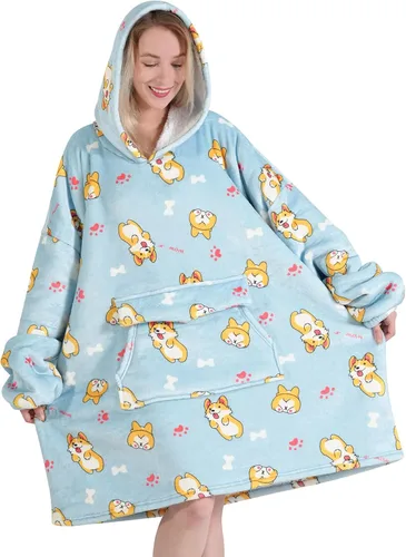 Vista 15 de Fiosnow Sudaderas con capucha de pizza y papas fritas para mujeres y hombres, sudaderas con capucha de tamaño grande para adultos, manta portátil