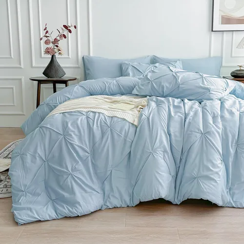 Vista 16 de Maple&Stone Juego de edredón tamaño Queen color beige, 7 piezas en una bolsa, juegos de ropa de cama con edredón, sábanas, fundas de almohada