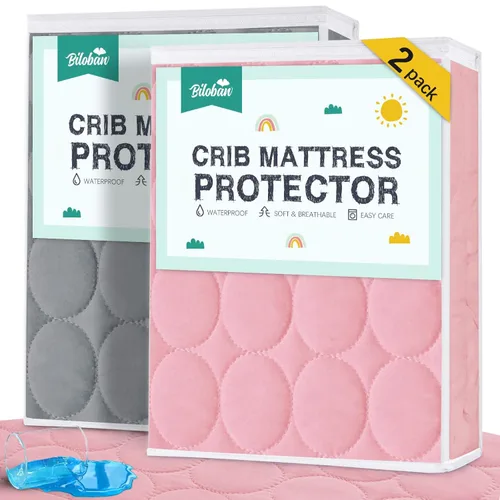 Vista 11 de Sábanas Protectoras de Colchón para Cuna Impermeables Paquete de 2, Funda Acolchada de Protector de Colchón para Cuna Ajustable para Colchón de Cama