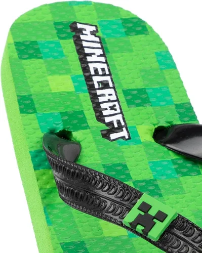 Vista 5 de Minecraft Creeper Flip Flops Sandals Kids Green Game Summer Shoes Sliders