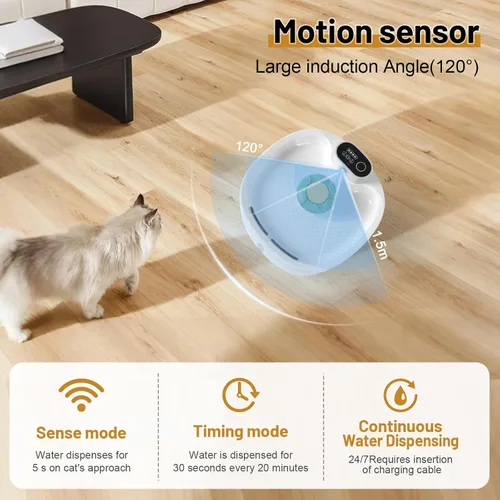 Vista 2 de Fuente de agua para gatos, fuente para gatos, dispensador de agua para mascotas de 91 onzas/2.6 L, fuentes de bebida recargables para gatos y perros