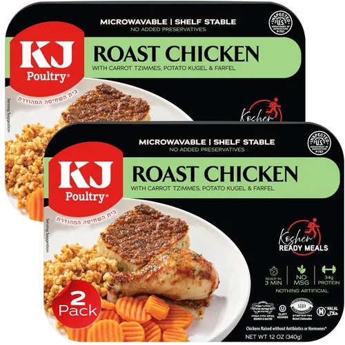 Vista 10 de KJ Poultry Comidas preparadas kosher – Bone In Chicken & Kugel, MRE - Comidas de carne listas para comer, comida shabbos, halal, (1 unidad)