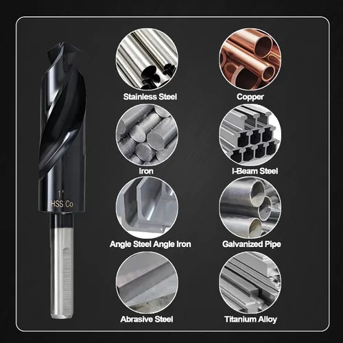 Vista 8 de 1inch Drill Bit for Metal and Hardened Steel, M35 Cobalt 1/2 Inch Reduced Shank Industrial Grade Heavy Duty Drill Bit, with Index Storage Case
