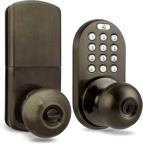 Vista 10 de MiLocks TKK-02OB: cerradura digital para puerta con teclado electrónico, bronce aceitado, teclado con función de bloqueo Bronce frotado con aceite