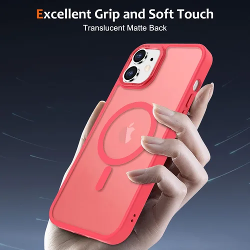 Vista 1163 de Anuck - Funda magnética para iPhone 11 compatible con MagSafe, carcasa trasera mate translúcida dura, borde de TPU, delgada, resistente a impactos