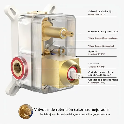 Vista 7 de Iriber Sistema de ducha de lluvia dorado cepillado con cabezal de ducha de 12 pulgadas y baño de mano, juego de ducha dorado que contiene grifo