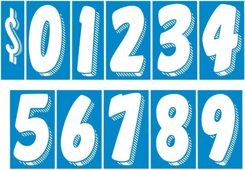Vista 12 de EZ Line Calcomanías de vinilo para parabrisas de automóviles, calcomanías de números grandes, 13 docenas de suministros para concesionarios