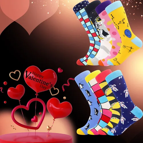 Vista 2 de Bonangel - Calcetines de vestir coloridos divertidos y artísticos para hombre