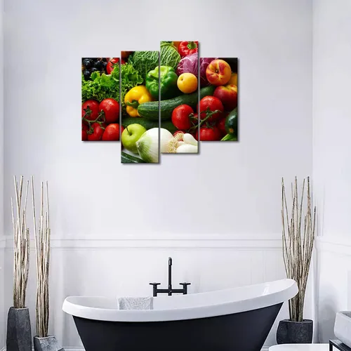 Vista 4 de Las diversas verduras coloridas de la pintura del arte de la pared de las imágenes imprimen en la comida de la lona la imagen para la decoración