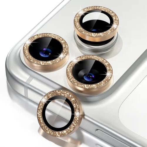 Vista 10 de Misea Compatible con iPhone 16 Pro/iPhone 16 Pro Max, protector de lente de cámara de vidrio templado Ultra-HD, protector de pantalla de anillo Negro
