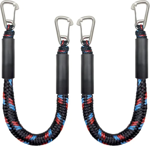 Vista 7 de Cuerda de amarre para barcos PWC, con doble clips de acero inoxidable 316, resistente para lanchas PWC, amortiguador integrado, kayak, embarcación