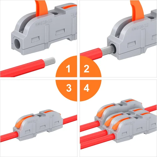 Vista 5 de RVBOATPAT Kit de 60 conectores de alambre, 1 a 1 en línea, conectores de cable de palanca eléctrica en línea, tuercas a presión, combinación