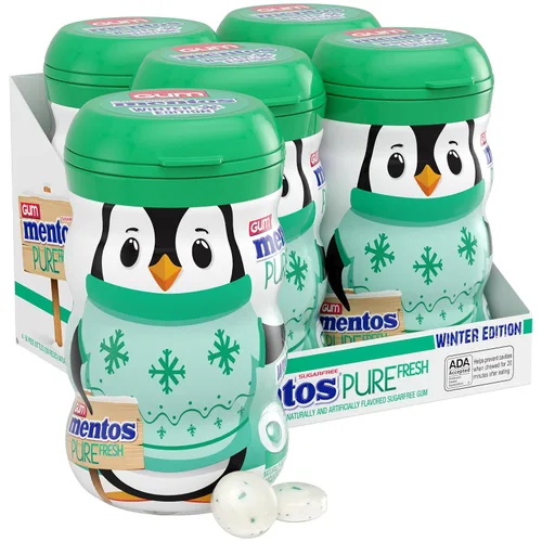 Vista 7 de Mentos Goma de mascar sin azúcar, sabor a menta fresca, botella de muñeco de nieve de edición de invierno, relleno de calcetines navideños, Secret