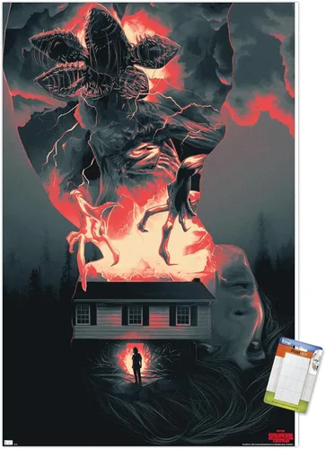 Vista 11 de Trends International Netflix Stranger Things - Póster de pared de siluetas, 22.4 pulgadas de largo x 14.7 pulgadas, versión enmarcada en madera