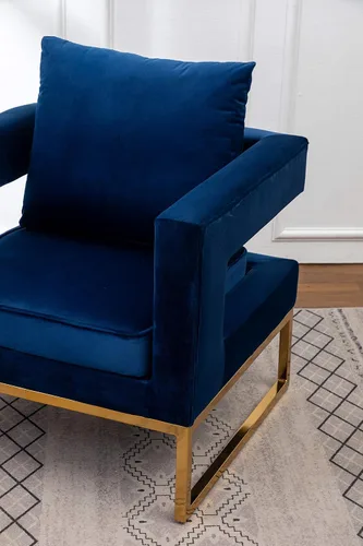 Vista 9 de Roundhill Furniture Lenola - Silla tapizada con brazos, color azul, 29.75 pulgadas de profundidad x 27.5 pulgadas de ancho x 34.5 pulgadas de alto