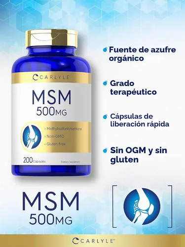 Vista 3 de Carlyle MSM Suplemento Cápsulas 500mg 200