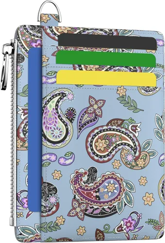 Vista 33 de Hancynir Cartera delgada para mujer con soporte para tarjetas de crédito RFID, pequeña mini funda para tarjetas con bolsillo frontal de PU, cartera