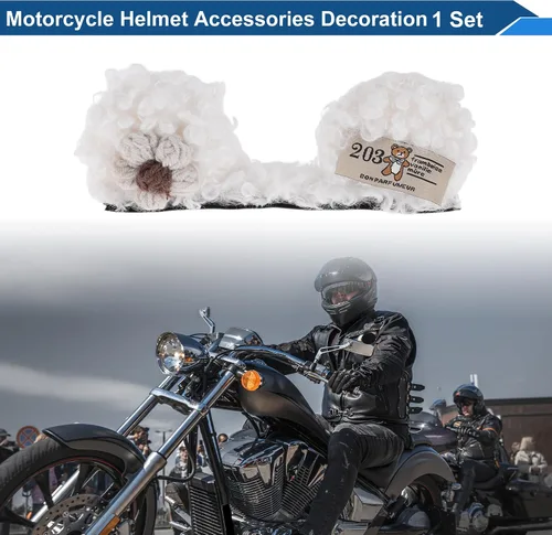 Vista 2 de Accesorios para casco de motocicleta, decoración de orejas de oso de flores para motocicleta, bicicleta, esquí, cascos de felpa, 1 unidad
