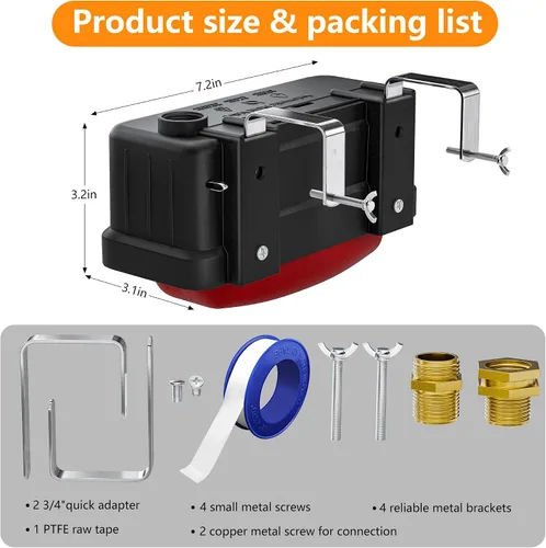 Vista 7 de Válvula de flotador automática de canal de agua para ganado con conector de cobre y cinta PTFE, control automático de nivel de agua, válvulas