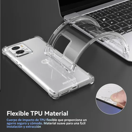 Vista 3 de USTIYA Funda para Motorola E22/Moto E22i Clear TPU Cuatro Esquinas Funda Protectora Transparente Suave Funda