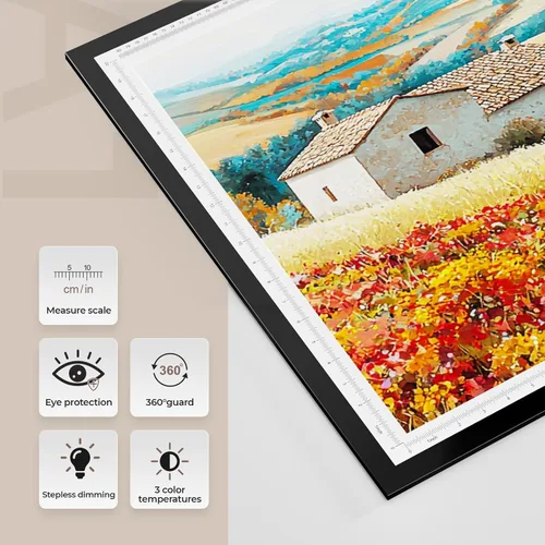 Vista 6 de Almohadilla de luz A1 para pintura de diamantes, 10000+ LUX súper brillante, 3 colores y 10 niveles/tablero de luz de atenuación continua extra