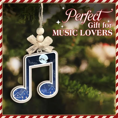 Vista 3 de Adorno de Navidad con notas musicales, adornos de notas musicales para músicos, amantes de la música, hombres y mujeres, idea de intercambio