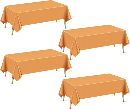 Vista 18 de Just Shimmer Mantel rectangular de 4 piezas, 54 x 72 pulgadas, color liso, impermeable y a prueba de derrames, mantel de fiesta duradero