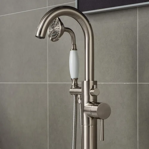 Vista 9 de WOODBRIDGE F0001-BNVT - Grifo de llenado de bañera independiente de una sola manija contemporánea con ducha de mano en acabado de níquel cepillado